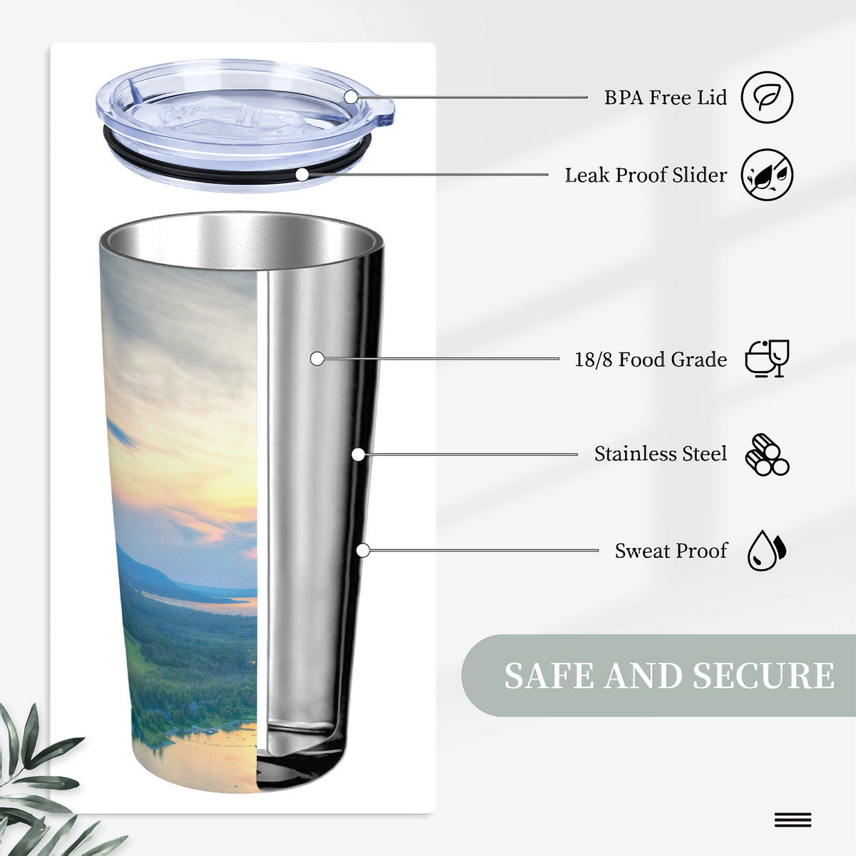 GBH Georgian Bay Glow 20oz Stainless Steel Straw Lid Cup