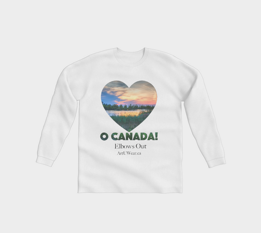 Comfort Long Sleeve Tshirt with O Canada and Sunset in Heart