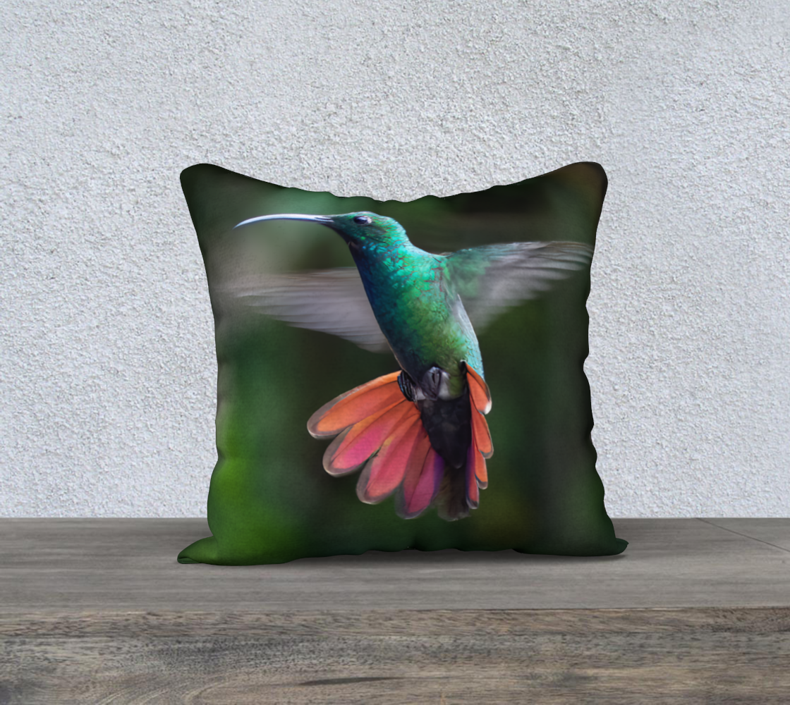 Emerald Hummingbird Cushion Cover