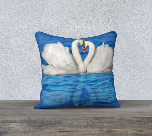 Swan Love on the Bay Cushion Cover